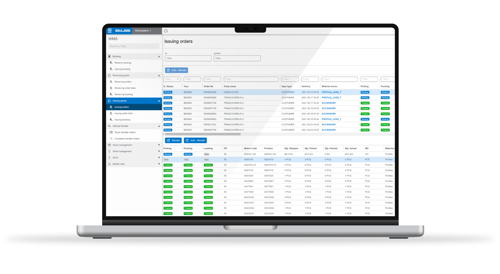 Atlas WMS Gen5 dashboard